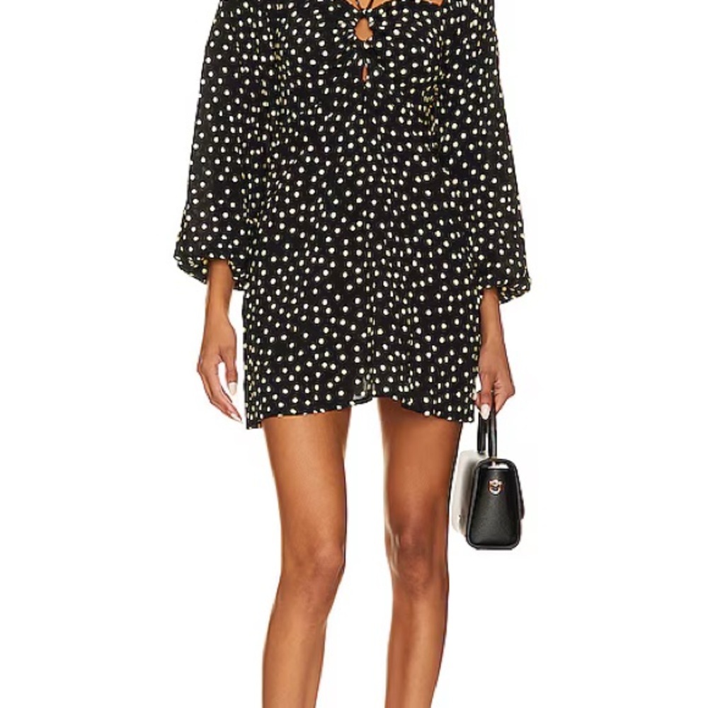 Faithfull the Brand Black and Cream/Beige Bishop Sleeve Sundress - Picture 7 of 7